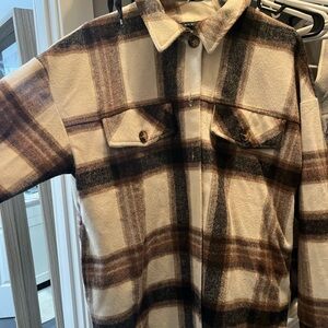 Blu Pepper Brown and Cream Plaid Jacket